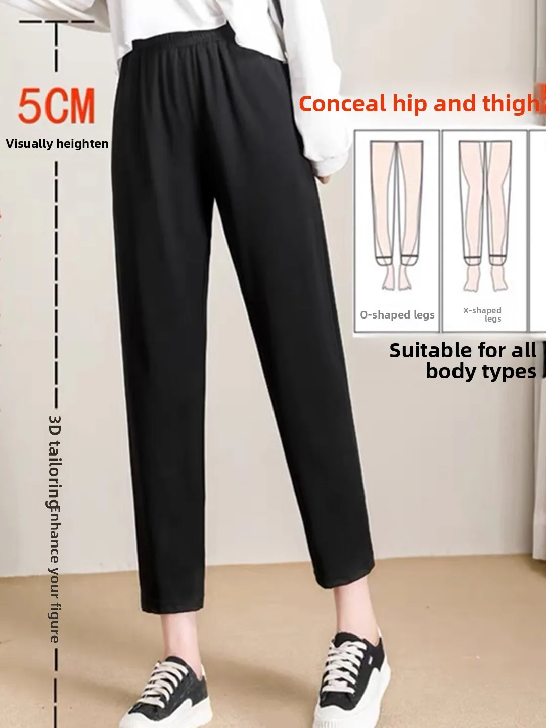 Spring Autumn plus Size Harlan Pants Women's Loose Casual Versatile Nine Point Cabbage Pants Hide Meat Slimming Large Size
