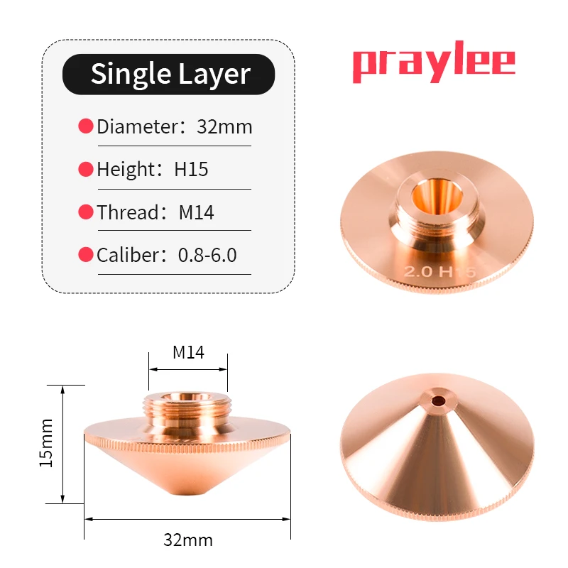 Laser Raytools Düse für Faserlaserschneidemaschine Doppel/Einzel D28 D32 1,2 mm 1,5 mm für Precitec WSX Bodor HANS Kopf – Detail 18