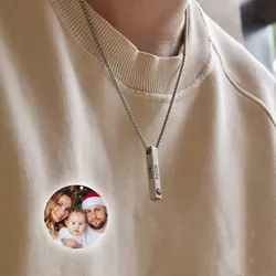 Collana con ciondolo a proiezione 3D personalizzata con foto personalizzata all'interno di gioielli regalo per papà fidanzato san valentino