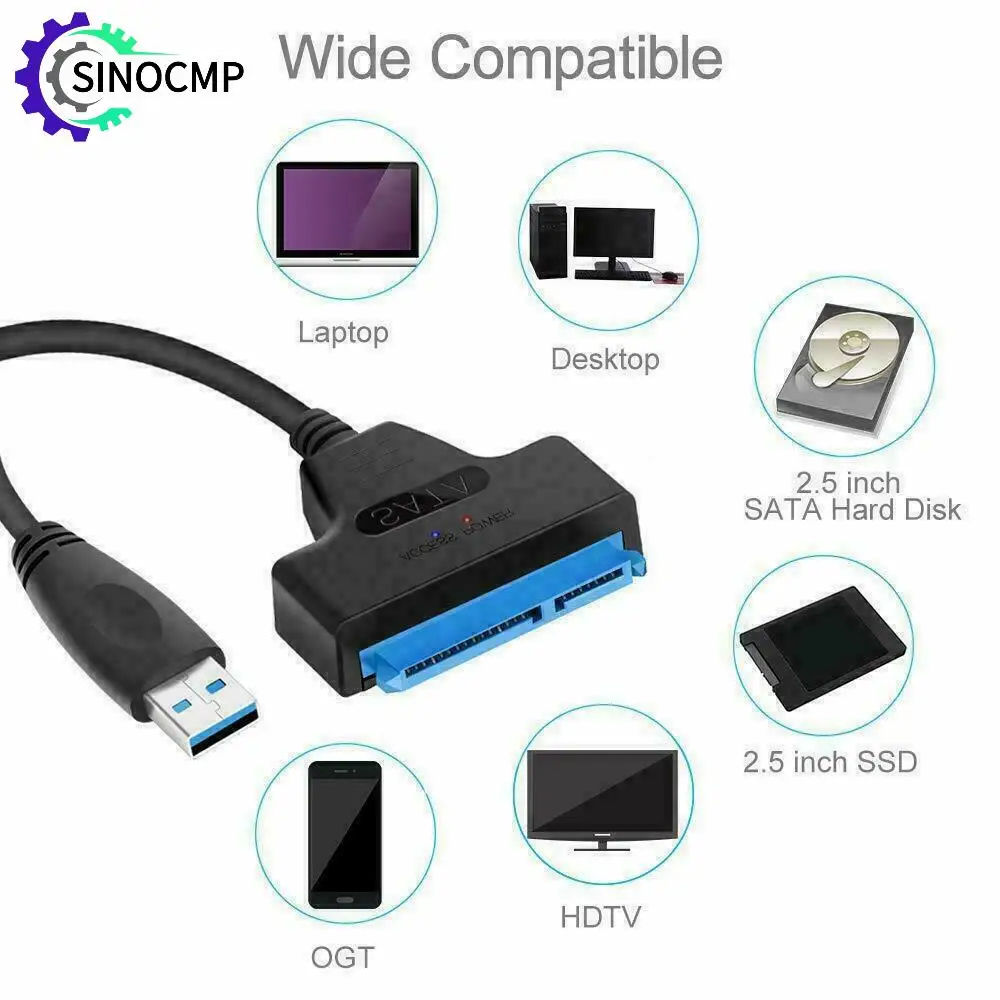 Up to 6 Gbps Sata to Usb 3.0 Adapter for 2.5 Inch Laptop Accessories HDD SSD SATA III Hard Drive 22 Pin Cable Computer Cables