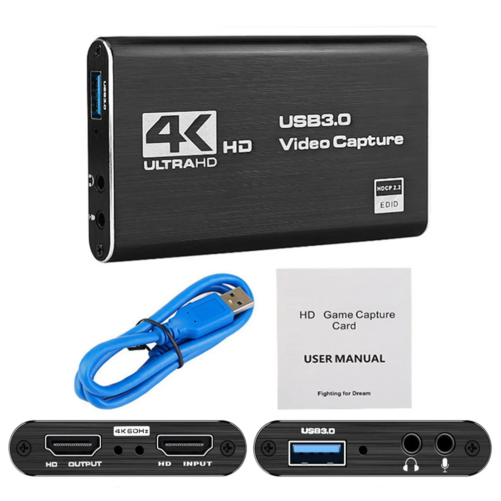 

Nku 4K 1080P 60Hz Video Capture Card with Loop Out for Desktop Laptop PC Xbox Gaming Live Streaming Meeting USB 3.0 HD Recorder