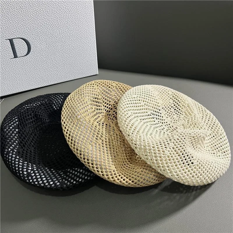 New Ins Popular Summer Cool Hollow Solid Beret Hat For Wome Fashion Cap Spring Top Quality Girls Boina Outdoor Party Gift