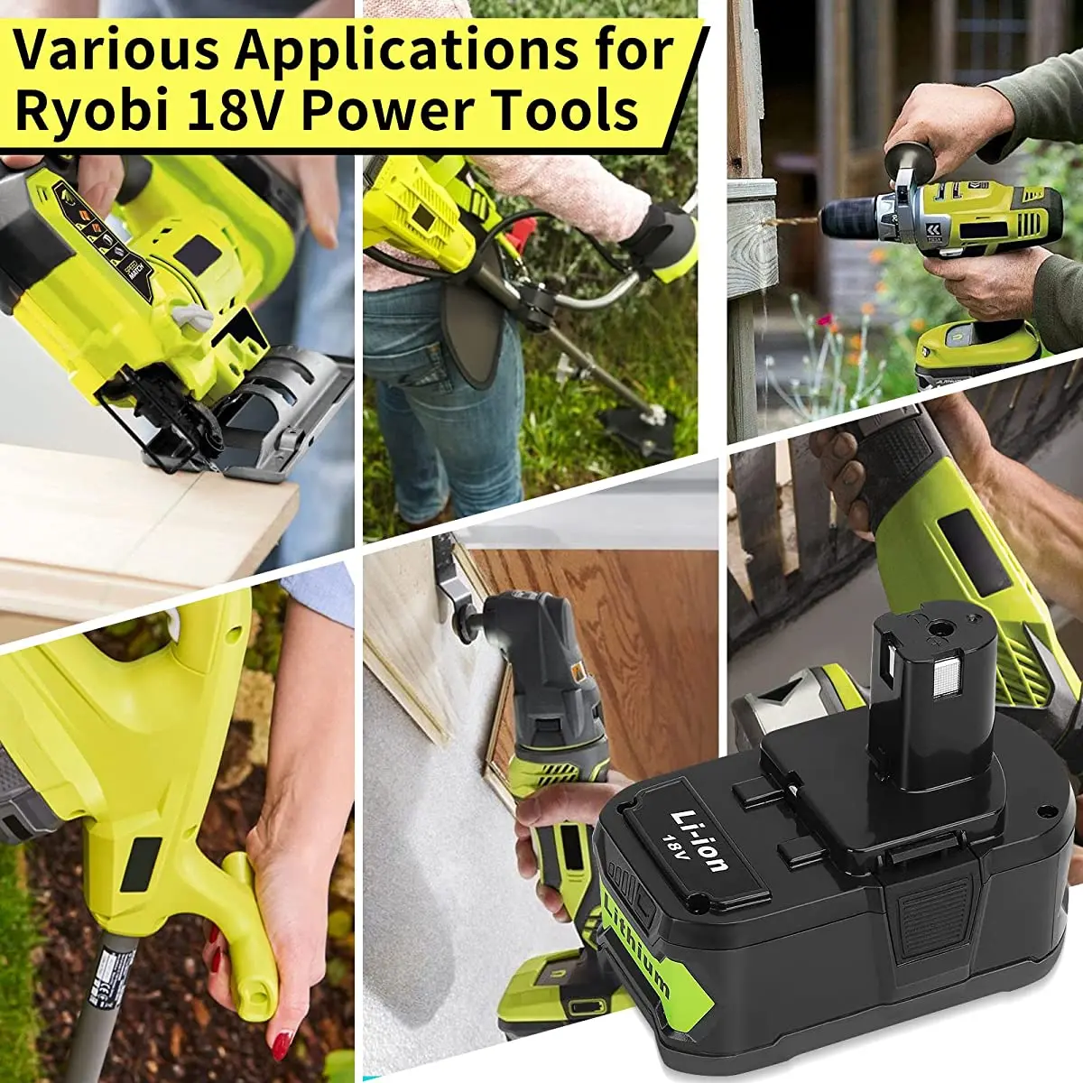 6Ah For RYOBI P108 18V One+ Plus Battery 18 Volt Lithium-Ion Power Tools P104 P107 RB18L50 RB18L20 P108