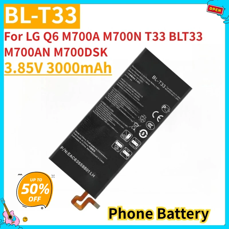 

Новый сменный аккумулятор для мобильного телефона BL-T33 3,85 В 3000 мАч для LG Q6 M700A M700N T33 BLT33 M700AN M700DSK