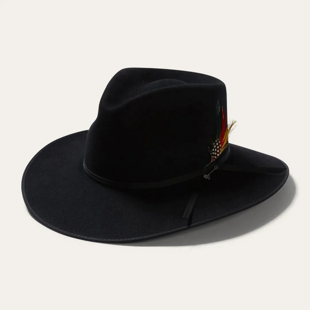 

Solid Color Wool Felt Hat Woven Ribbon Feather Decoration Wool Hat