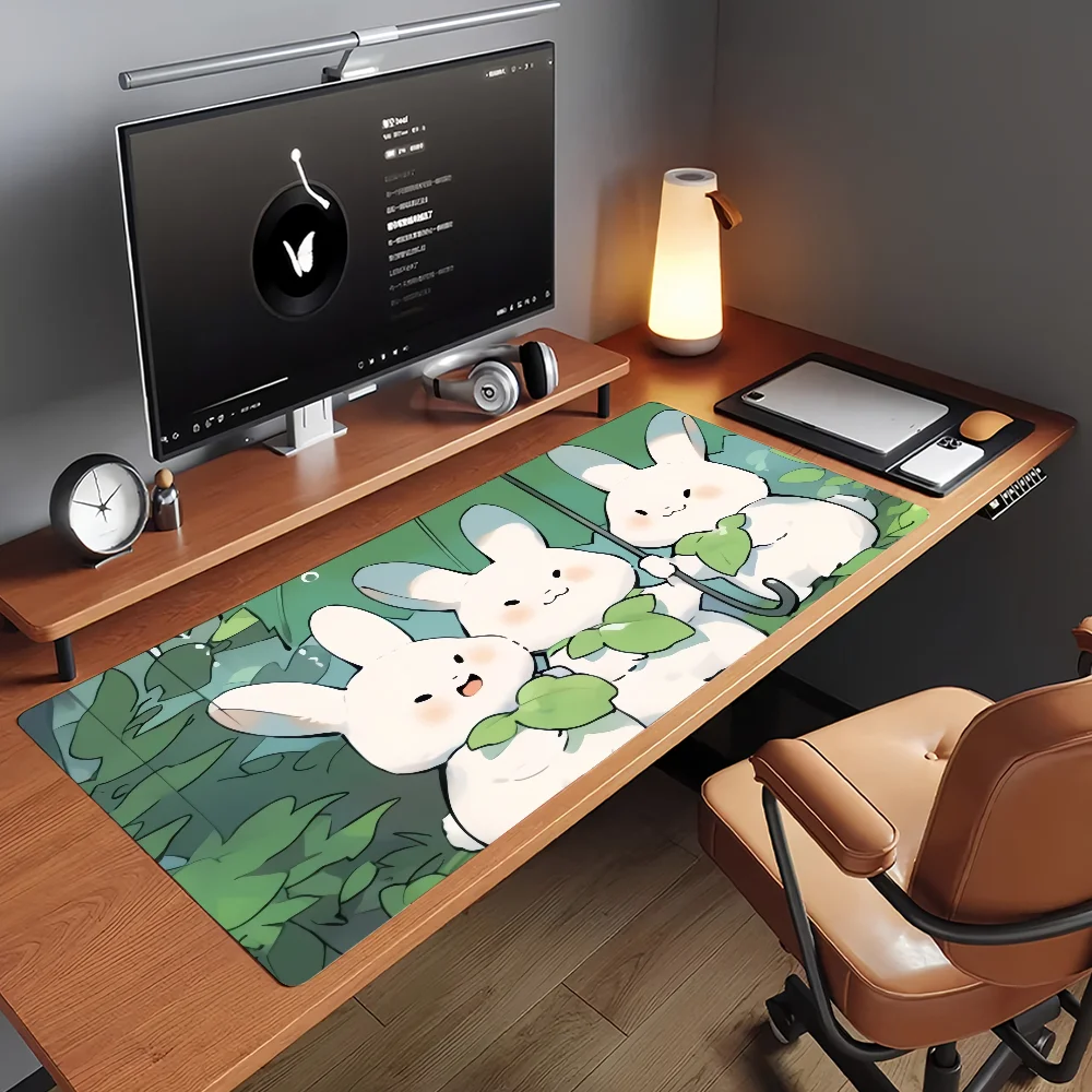 Lovely Bunny Rabbit Kawaii Mouse Pad Non-slip Rubber Gamer Balance Computer Mat Decoracion Deskmat Laptop Office Large