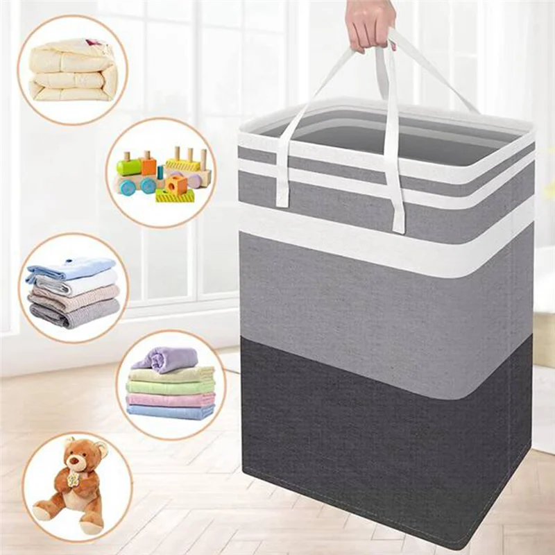 

1 Piece 75L Laundry Basket Bag Collapsible Laundry Hamper With Extended Handles For Clothes Toys , B