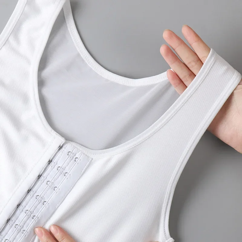 Korset Kancing Depan Les Bustiers Tank Top Rompi Kait Dada Pakaian Dalam Dada Datar Bungkus Pendek Pengikat Cosplay Depan Terbuka Wanita Baru