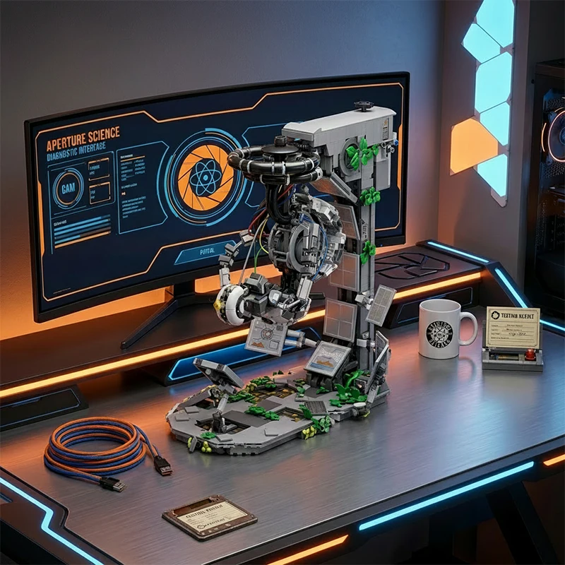 GLaDOS Portal 2 with LED Motor Building Blocks Decrypt Puzzle Game Evil Robot Aperture Lab Brick Model Kit Adults DIY Gift 1976PCS