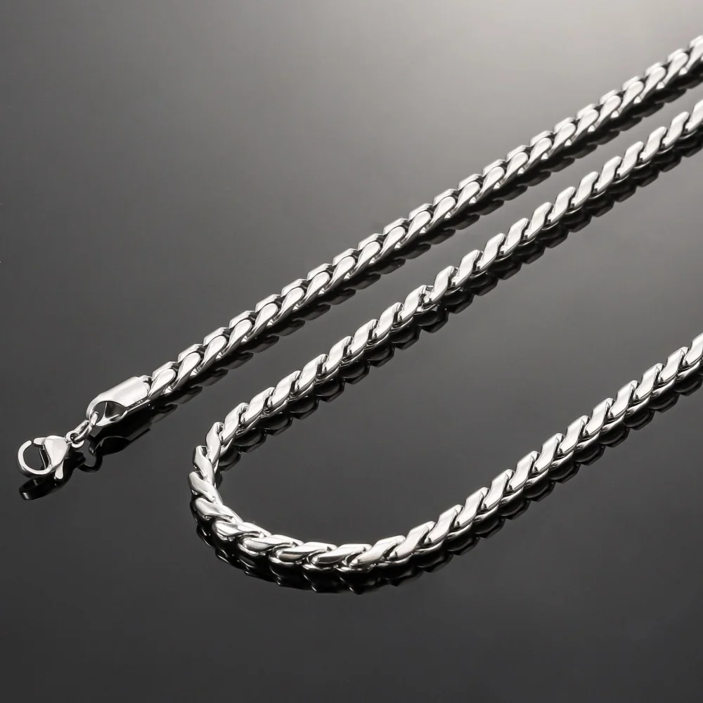 3mm Retro Herren Edelstahl Gedrehte Kubakette Halskette Einfache Titanstahl Halskette Hip-Hop Schmuck Trendige Accessoires – Detail 3