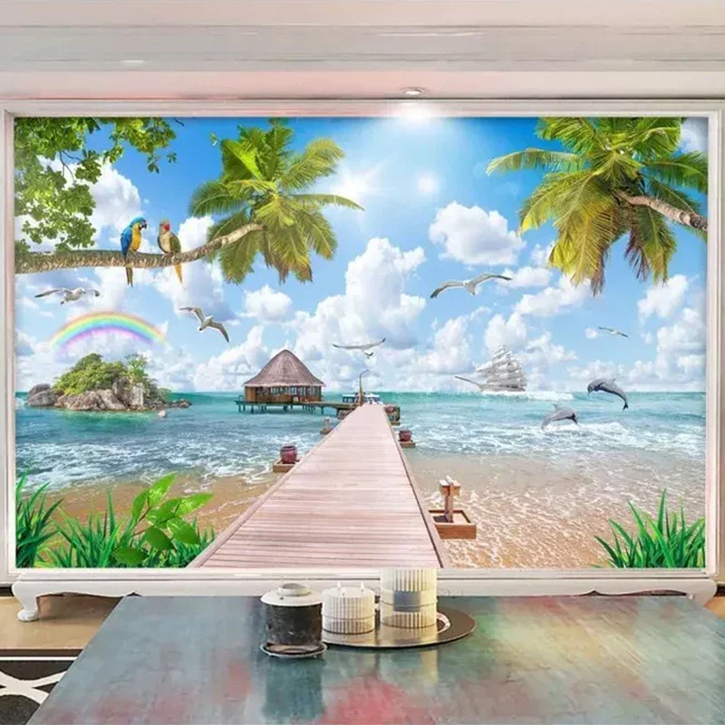 Custom Photo Wallpaper Modern Seaside Landscape Murals Living Room TV Sofa Bedroom Background Wall Painting Papel De Parede 3D