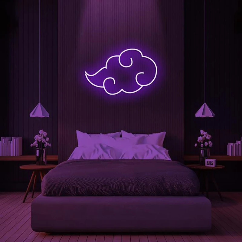 Custom Neon Sign Akatsuki Anime LED Lights Bar Wall Decor Home Bedroom Gaming Room Decoration Creative Gift Red Cloud Logo Neons