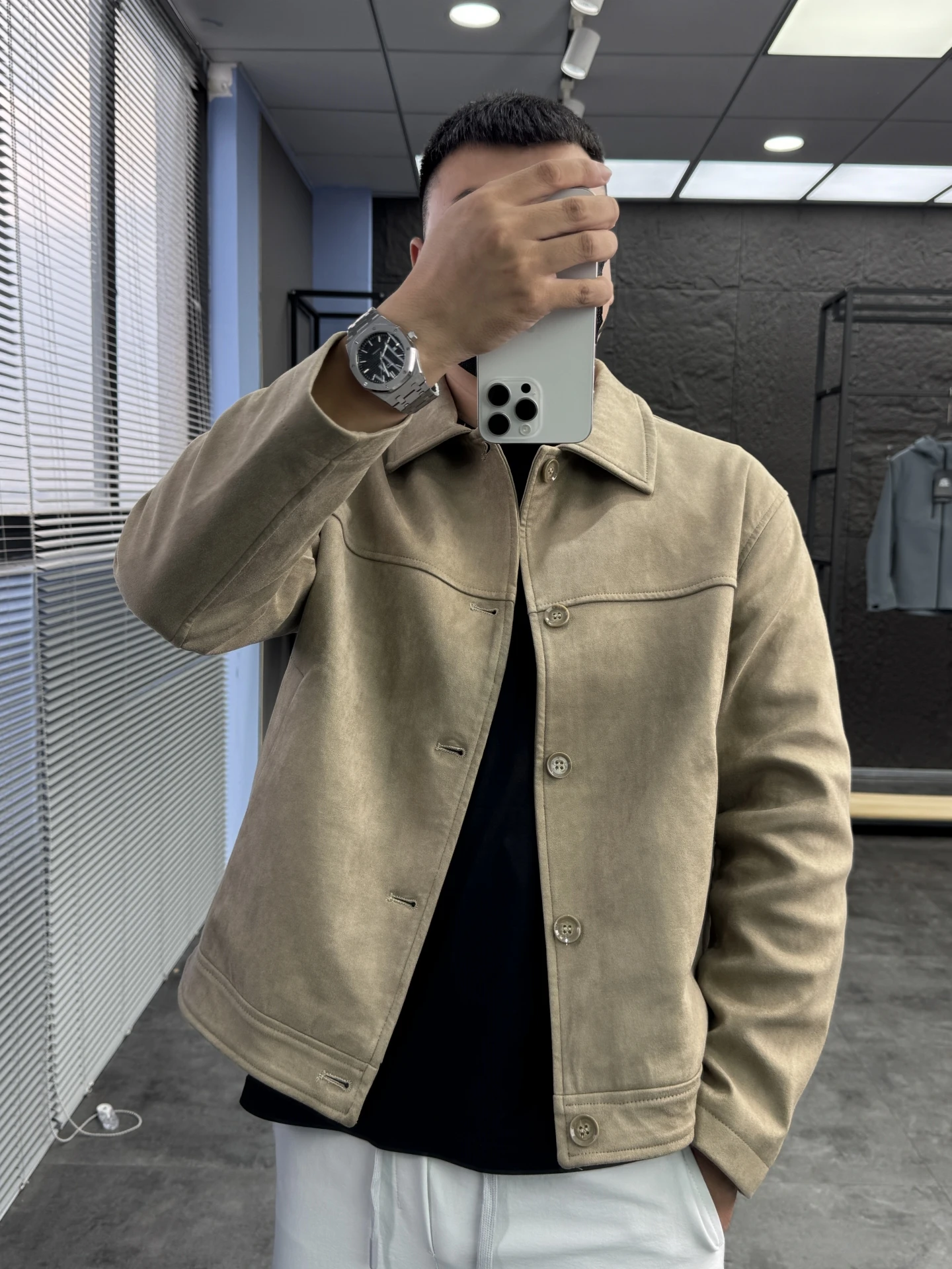 

Svip High Luxury Suede Jaet 4500 Men's Faionable Autumn Thiened Comfortable Casual Stand Collar Youth Windproof Long Sl...