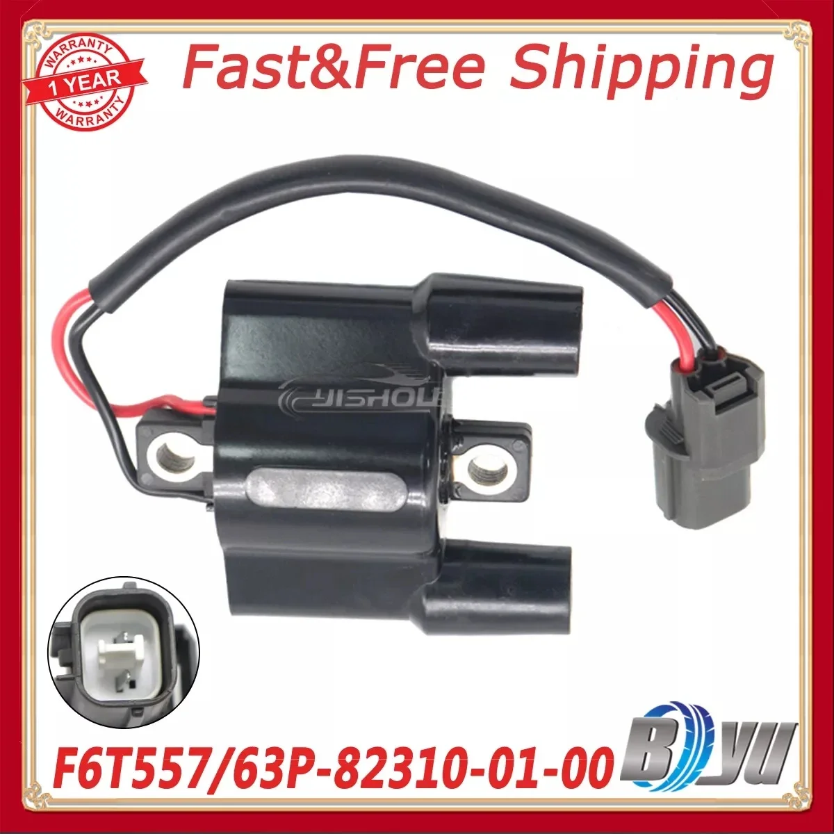 

1PC Ignition Coil For Yamaha Outboard 4-stroke 50HP-150HP 63P-82310-01-00 F6T557