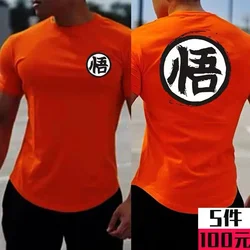 Gym Short Sleeve Fashion Japanese Anime Tops Tee Shirts Hip-Hop Unisex 100%Cotton T-Shirts 2024 New Men's Clothing S-5XL