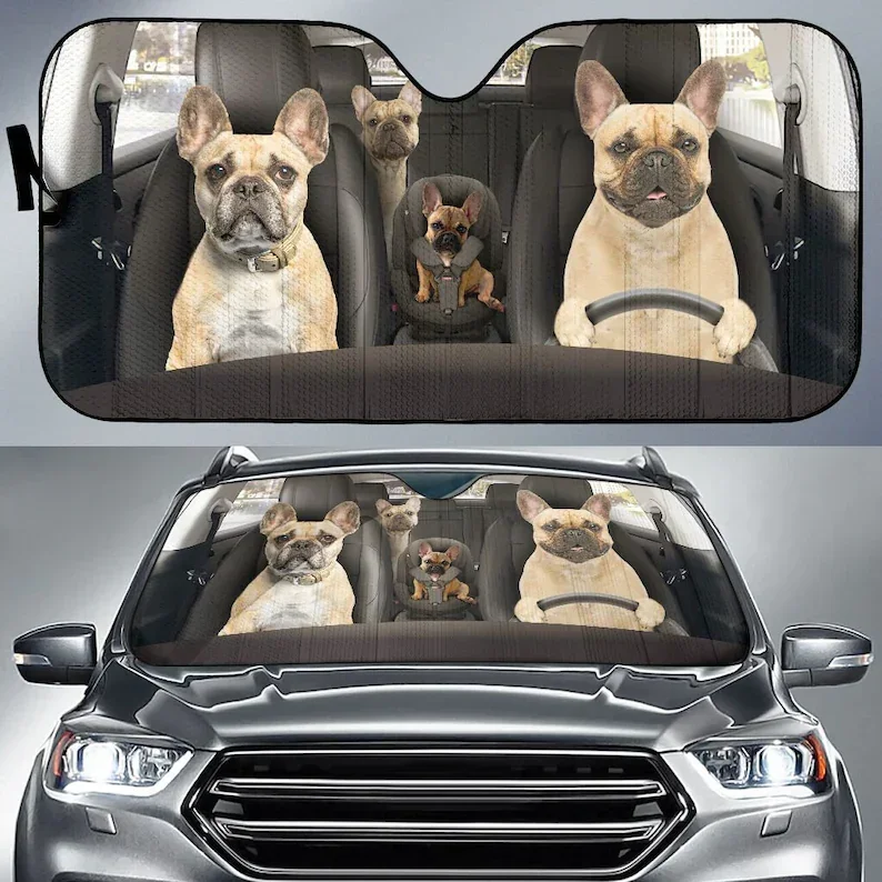 French Bulldog Auto Sun Shade 54 Car Accessories, Windshield Sunshade, Custom Animal Pattern Sunshade,STYLE FOR CAR