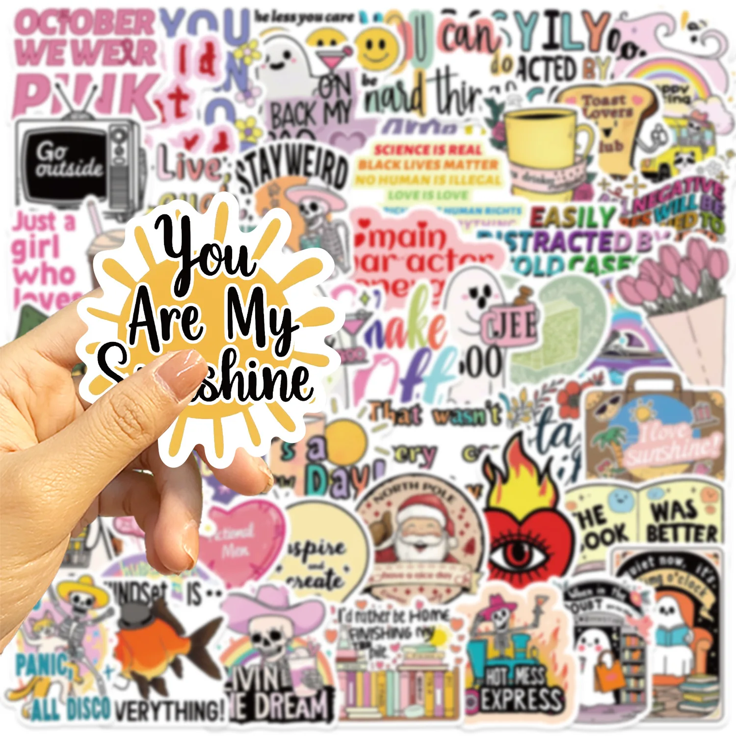 10/30/50pcs Funny Cartoon Phrase Stickers Decals DIY Decoration For skateboard Notebook Laptop Phone Bike Fridge Graffiti Toys