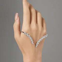 New Geometry Hand Bracelet for Women Adjustable Open Ring Jewelry 5A Cubic Zirconia Palm Cuff Bride Party