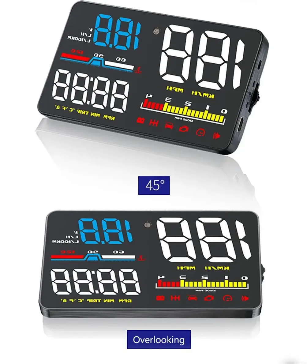 D5000 Digitaler OBD2 Auto-Windschutzscheibenprojektor OBD Head-Up-Display Tachometer Drehzahlmesser Spannungsmesser Wassertemperaturanzeige – Detail 9