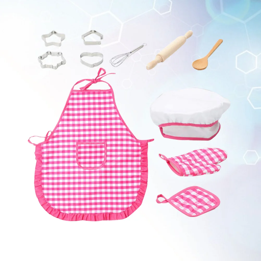 

Kids SetBaking KitsKitchenware CostumeCooking ApronHat Role Play UtensilsWooden Safe Child Role Play Baking Kits Gift