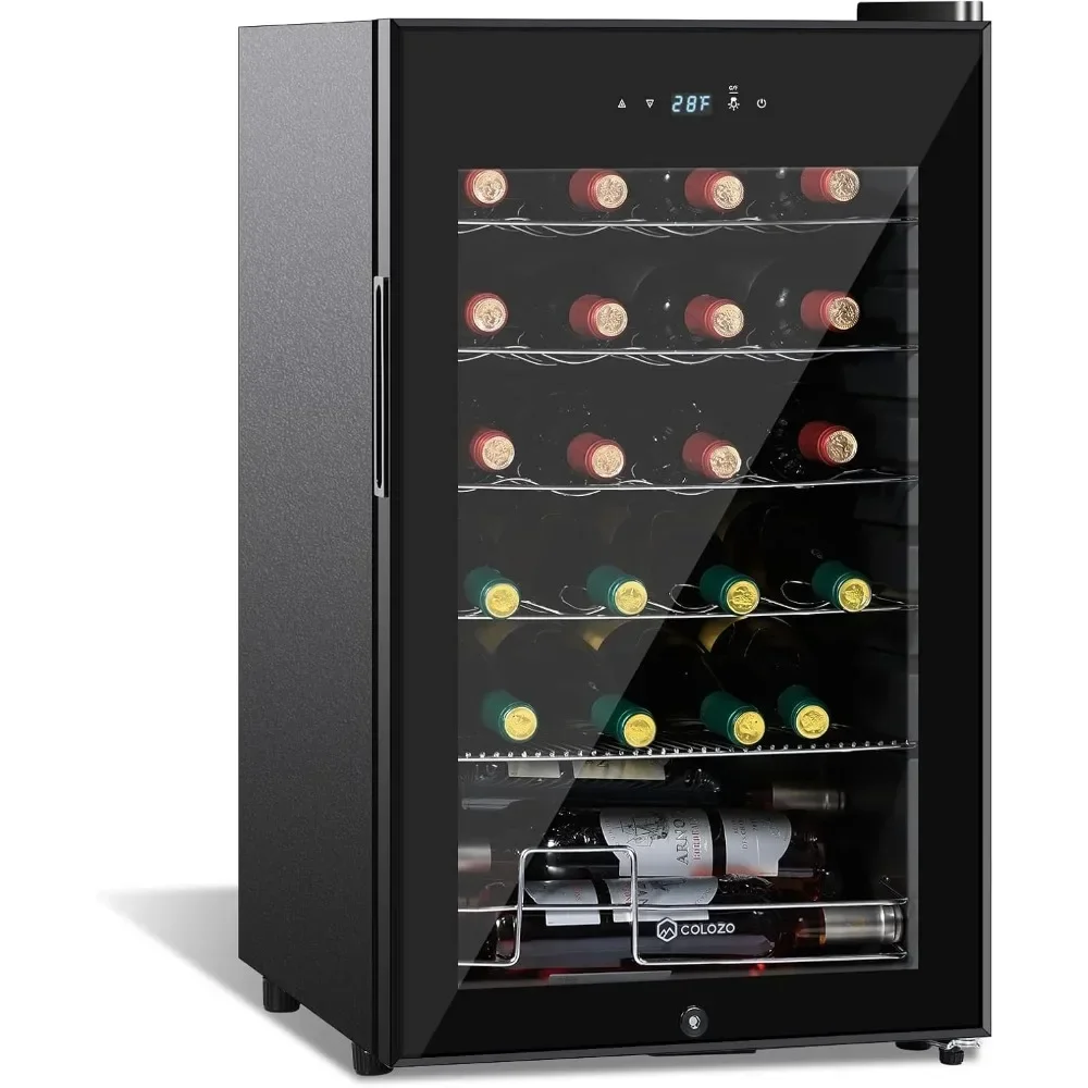 Wine Cooler 17 Inch Refrigerators Freestanding 24 Bottle Countertop Double-Layer Tempered Glass Door Wine Cellars