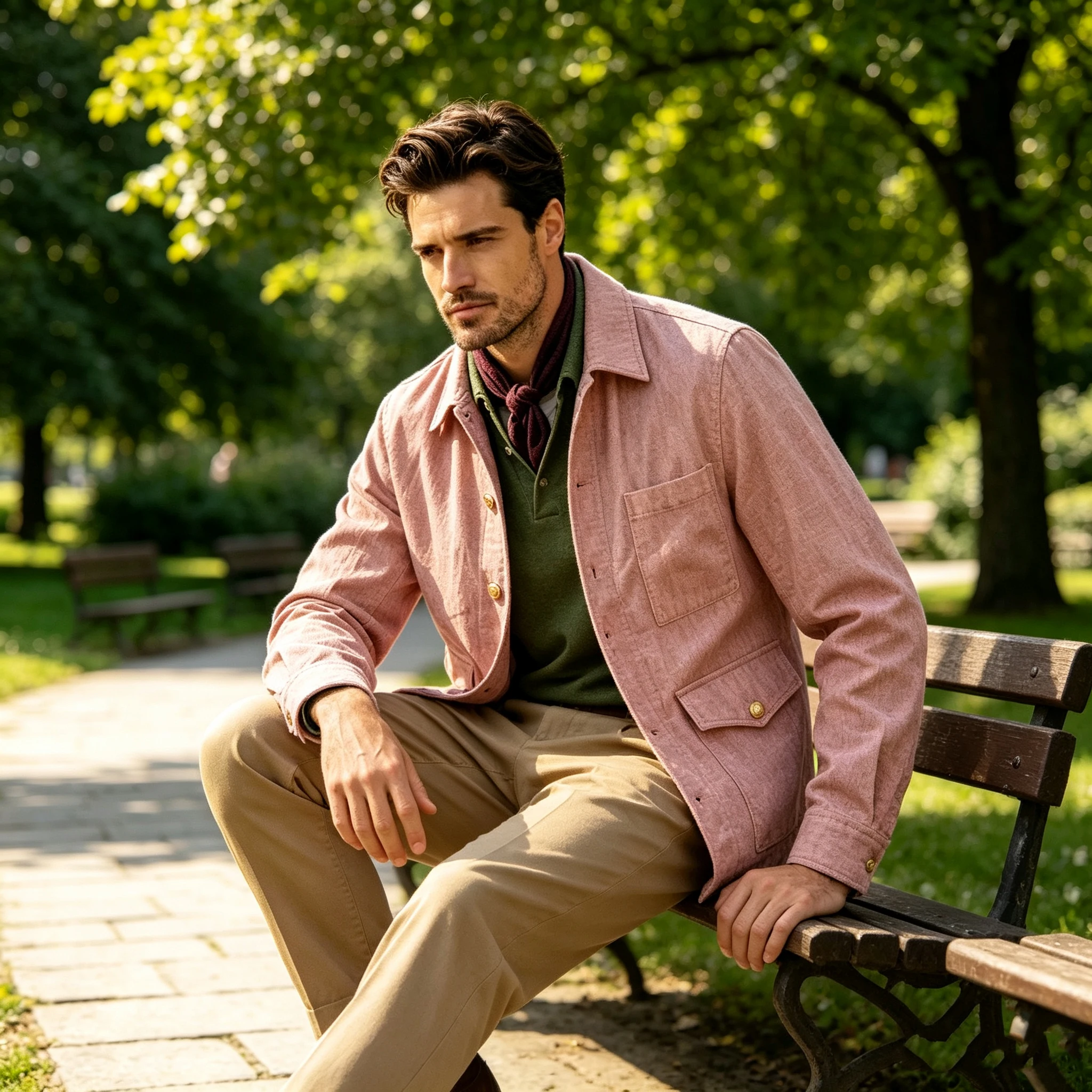 Men's Linen Workwear Jacket Business Casual Suit Blazer with Gold Buttons Multiple Pockets Overshirt Formal Sport Coat Summer image 6