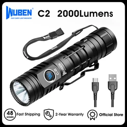 WUBEN C2 LED Flashlight USB Rechargeable 7 Modes Turbo Mode 2000LM Range IP68 Waterproof Light with 120h Working Time
