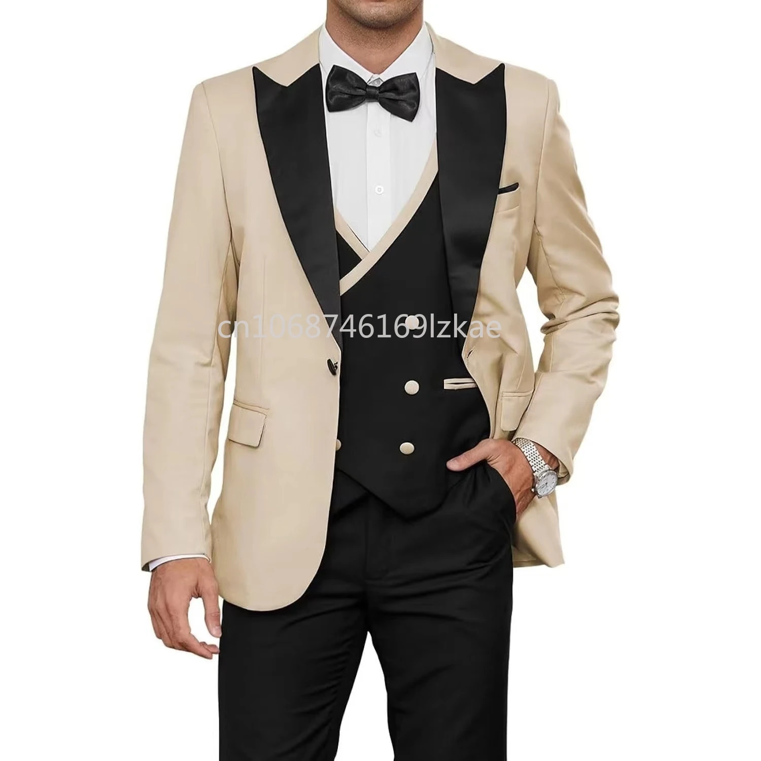 Formal Luxury Suit For Men One Button 3-Piece Blazer Vest And Pants set Elegant Tuxedos Wedding Dresses Prom Suits Set