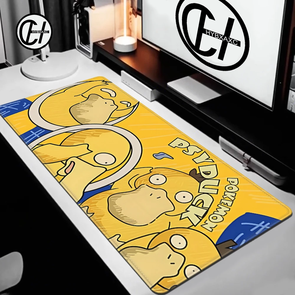 Cartoon Duck Mouse Pad 1200x600mm Gamer XXXL Keyboard P-pokemon Desk Mat Psyduck Carpet Rubber Tapis Souris Gaming Pc Mousepad