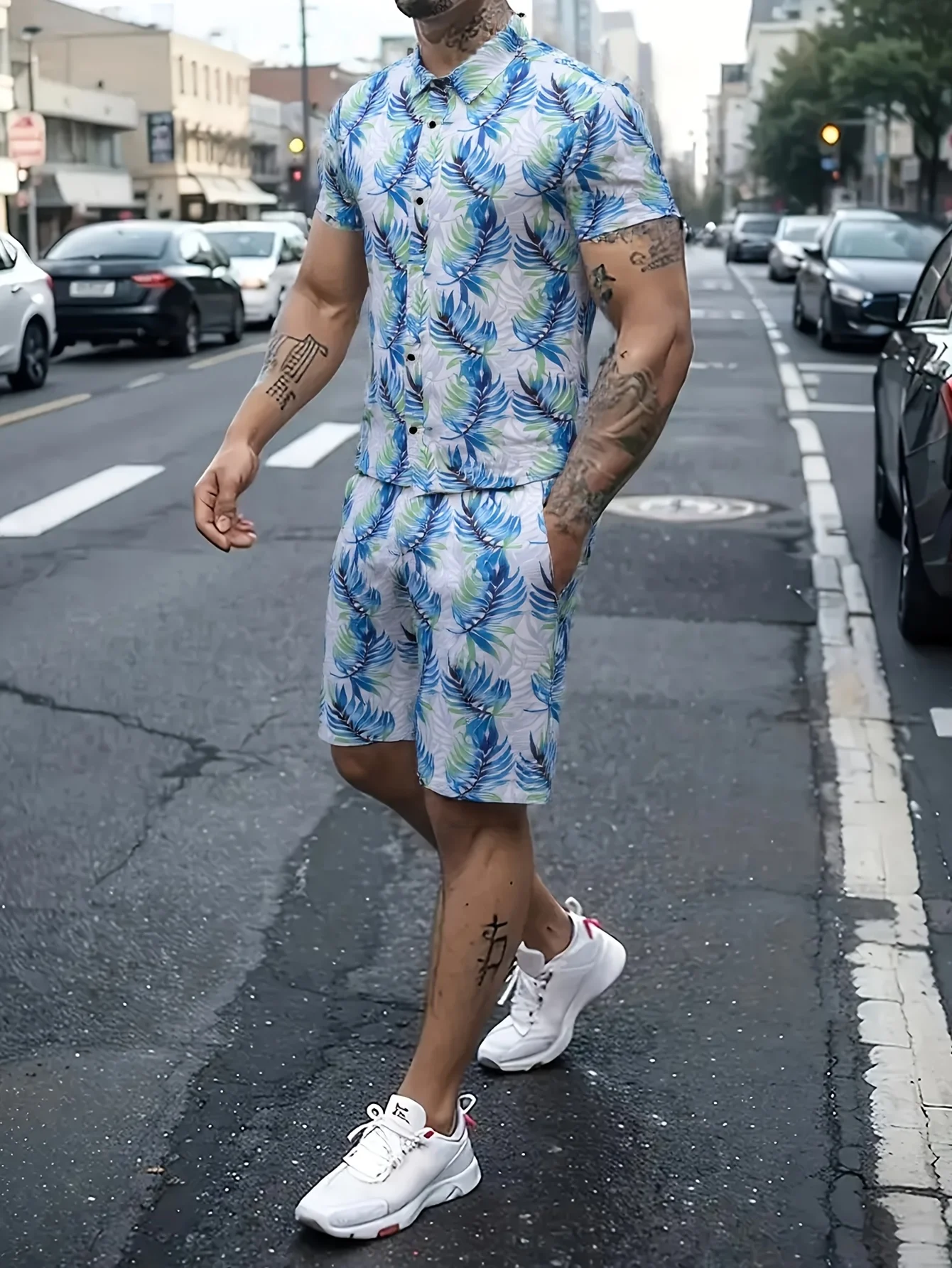 

Мужская одежда, летний повседневный пляжный комплект из двух предметов - костюм с короткими рукавами и шортами на шнурке