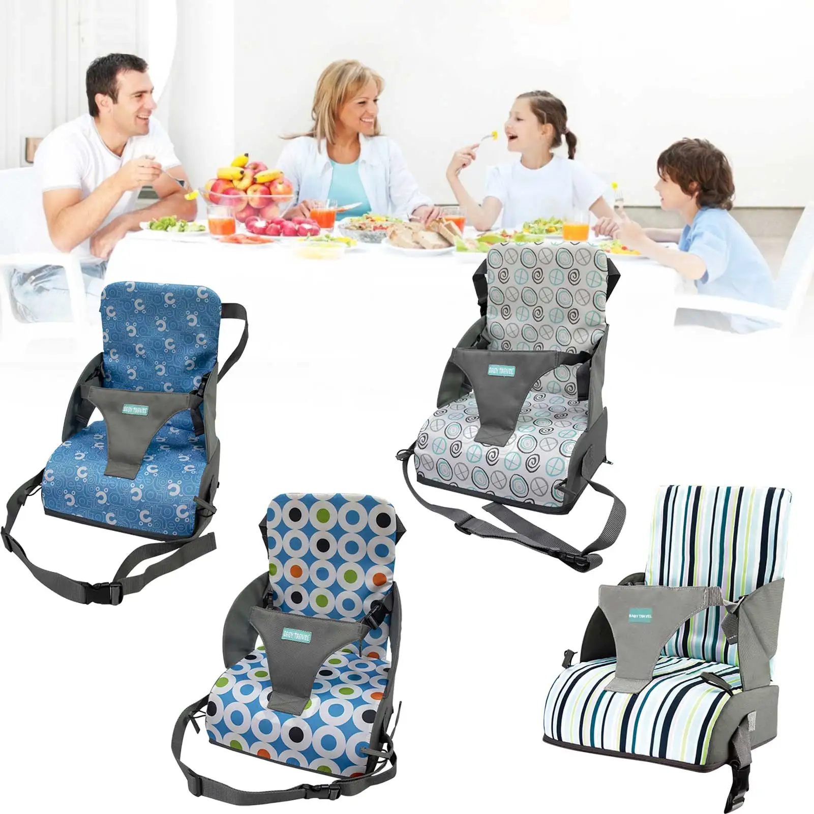 Children Increased Chair Pad Portable Adjustable Baby Furnitur Booster Seat Portable Kids Dining Cushion ChairPad Removable #WO