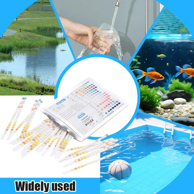 50 strisce di prova PH carta per test della qualità dell'acqua 16 in 1 strisce reattive PH per acidità del cloro per cosmetici del terreno SPA piscina acquario