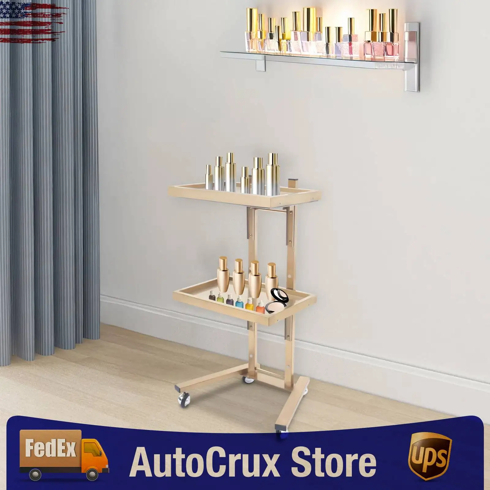 

Beauty Salon Trolley, Professional Salon Rolling Cart, 3-Tier Mobile Utility Cart with Drawer