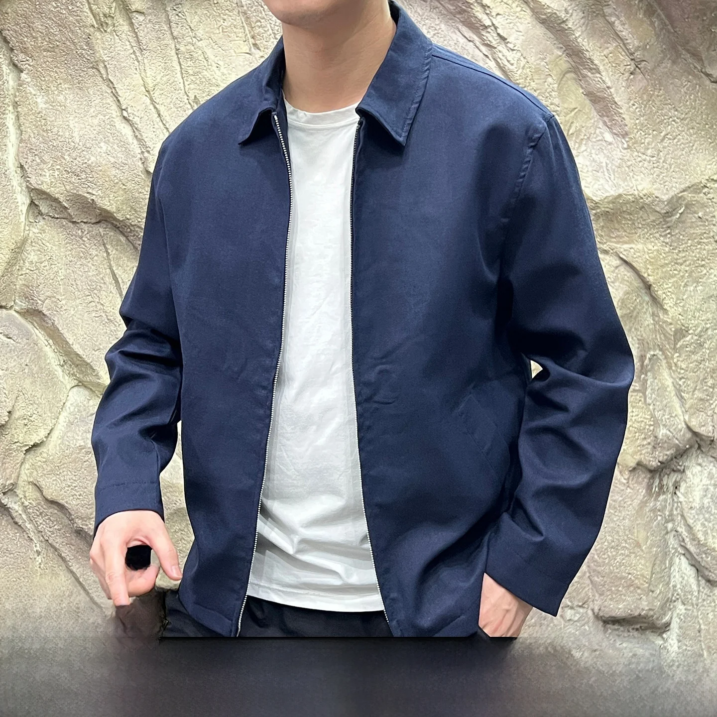 

Busin Casual Men's Jaet Breathable Skin-friendly Stand Collar Commute Sle Stand Fit Polyester Fiber Long Sve