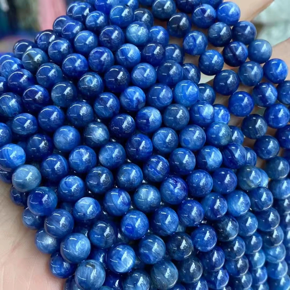 2023 Natural Stone Blue Kyanite Beads 6 8 10mm Pick Size Round Loose Beads DIY Necklace