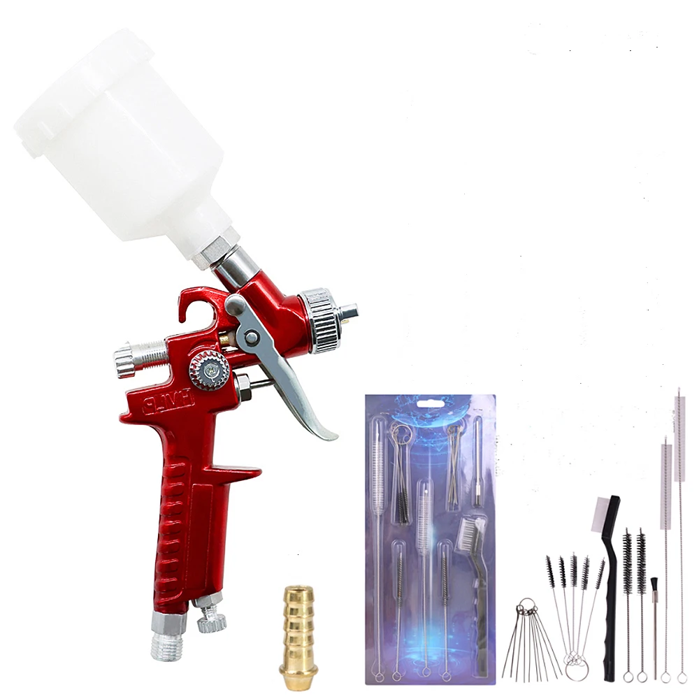 

0.8mm/1.0mm Nozzle H-2000 Professional HVLP Mini Paint Spray Gun Airbrush +Cleaning brush set