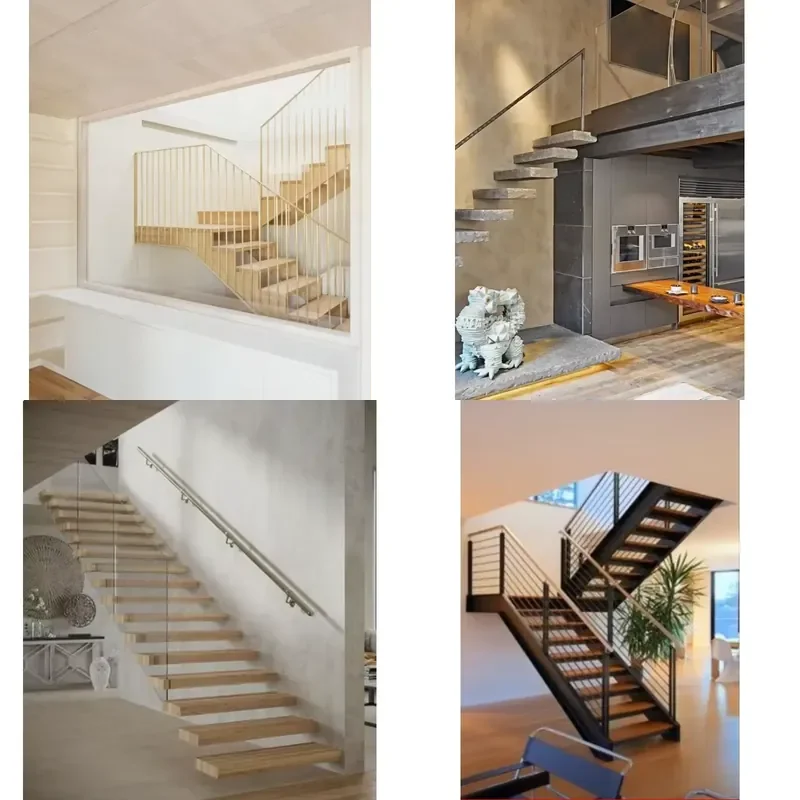 for  George Group steel floating staircase with glass balustrades and modern solid wood treads  indoor use in apartments