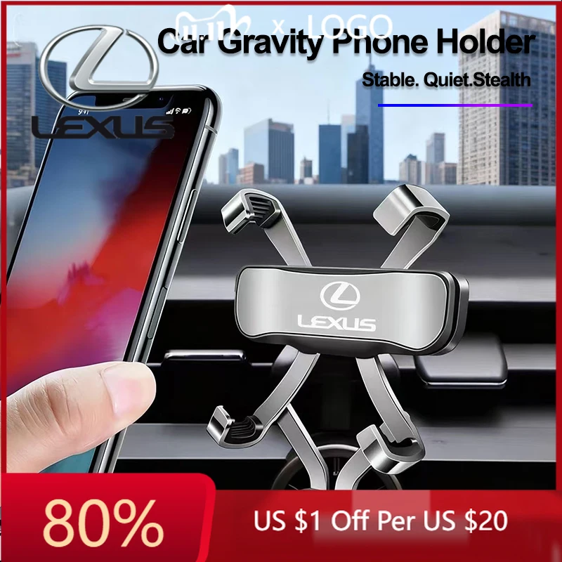 2026 Novo Suporte de Celular por Gravidade para Saída de Ar de Carro, com Adesivos Internos, para Lexus F SPORT RX300 IS200 IS250 ES350 CT