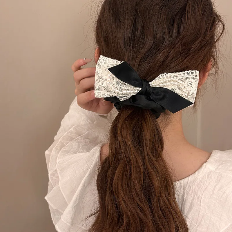 Hair accessories for women girl elastic bands ties rubber scrunchies korean fashion bow sweets kpop popular ribbon pearl fairy