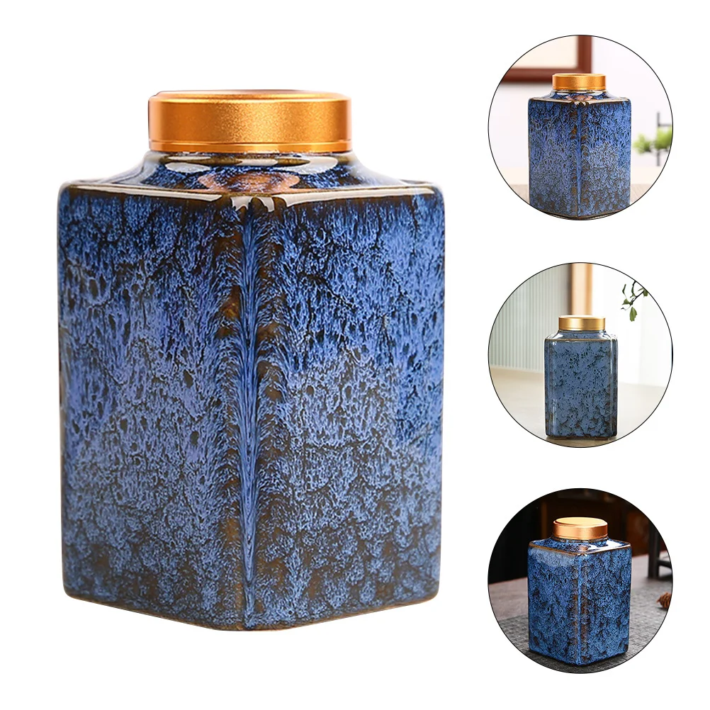 

Sealing Kiln-Glazed Ceramic Tea Canister Reusable Jar for Home Kitchen Tea Leaf Candy Storage Container