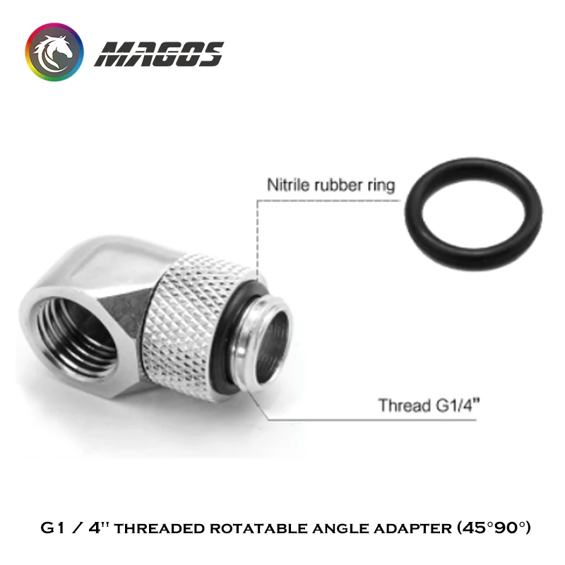 암에서 수 피팅으로 회전 가능한 F-M PC 수냉 커넥터, 블랙, 실버, 골드, 화이트, G1, 4 인치, 45, 90 도