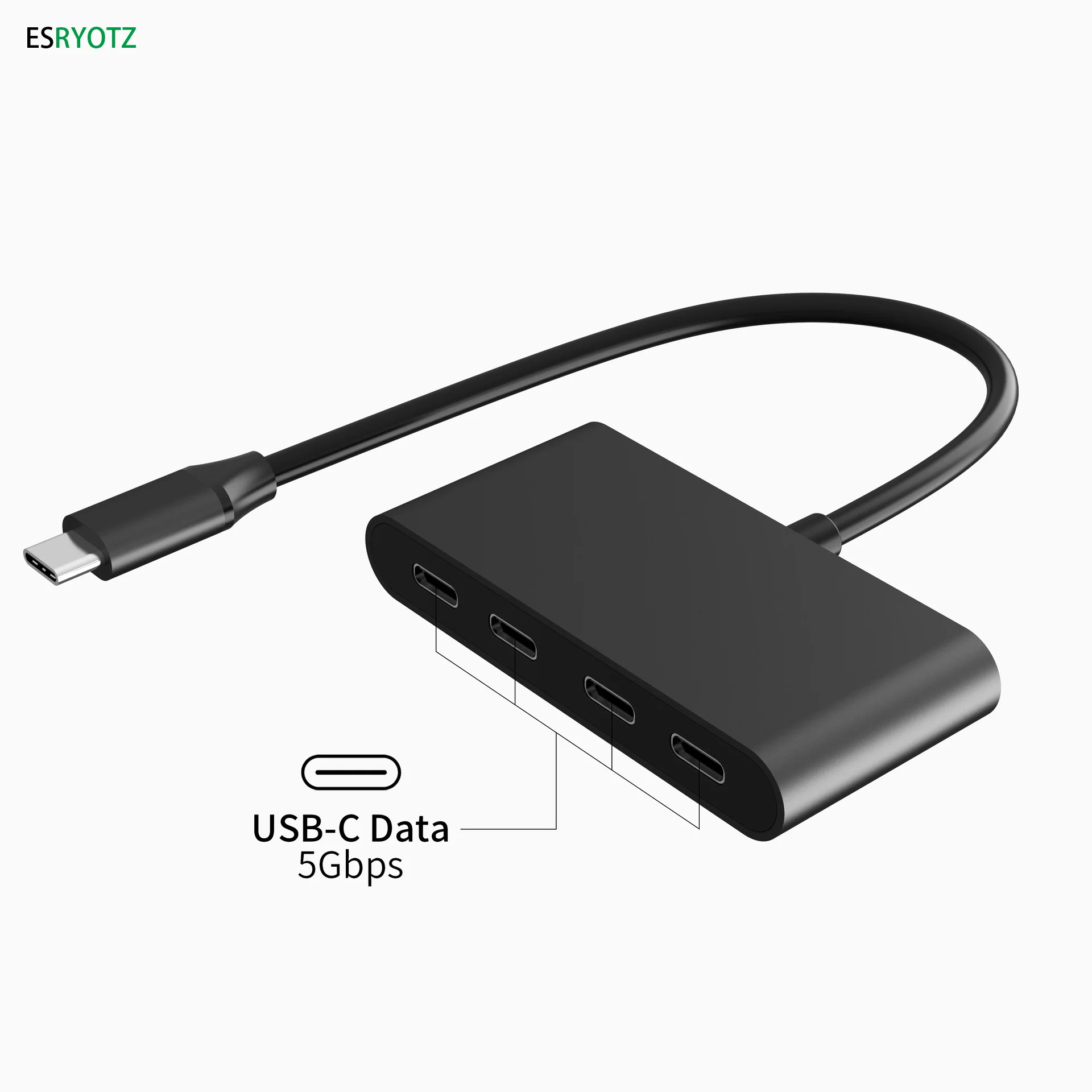 ESRYOTZ Type C Splitter  USB C Hub 4 Ports Data Transfer 5Gbps Aluminum Alloy Lightweight for Laptop,Desktop,Phone,Tablet