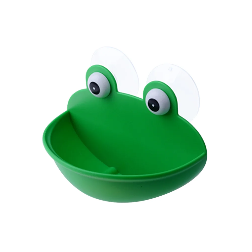 Suction Cup Soap Holder Draining Container Wall Mounted Dish Sucker Shaped Green