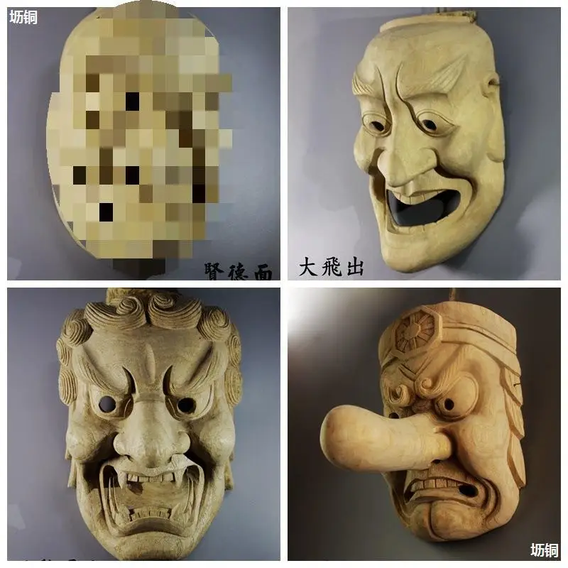 Традиционная японская маска Нона, воин, призрак, настенный декор, уникальное деревянное искусство для творческой комнаты, резьба по дереву