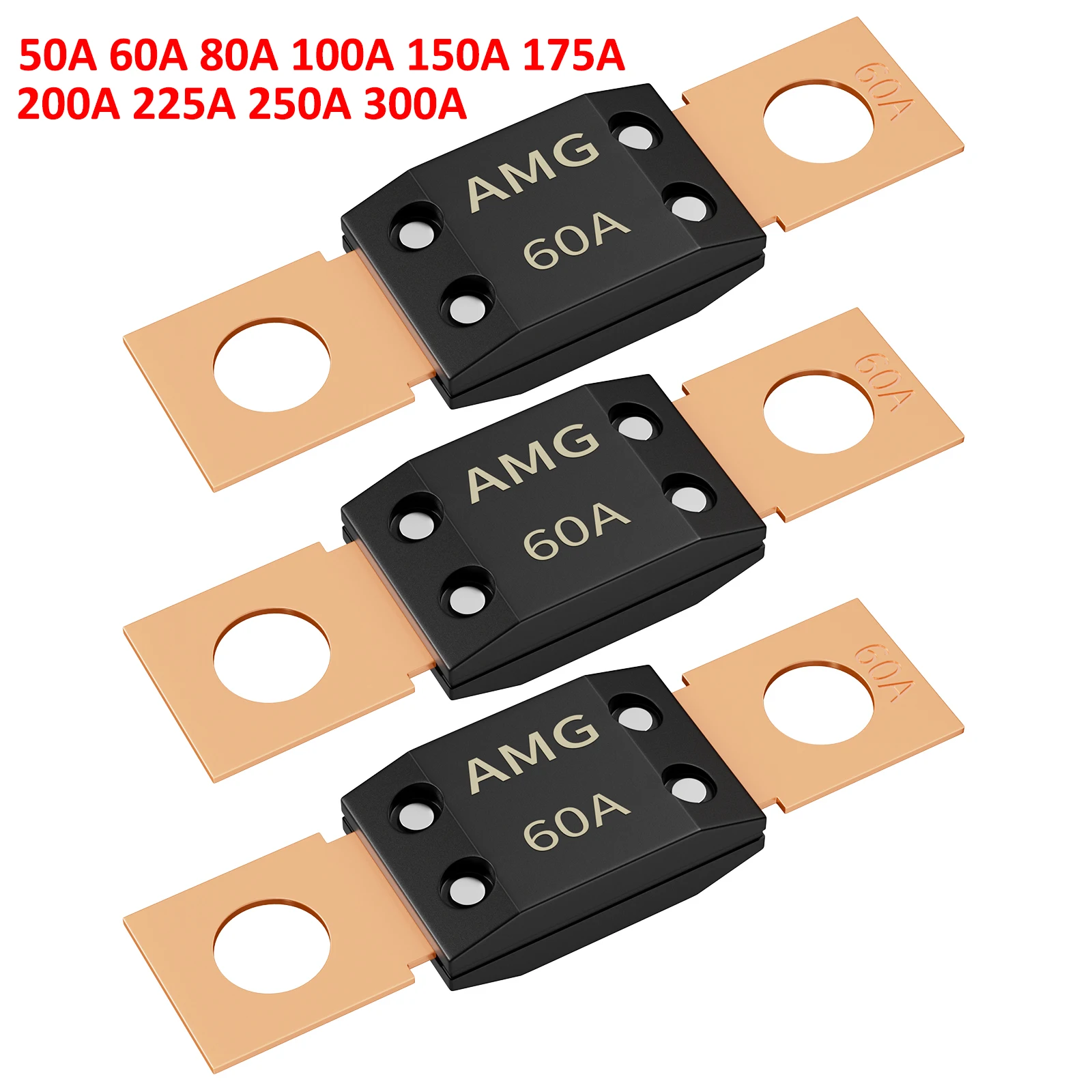 3 Stück 50A - 300A MEGA-Sicherung, Hochstrom-Schraubmontage, Automotive MEGA/AMG-Sicherung für PKW, LKW, Baufahrzeuge, Busse, Wohnwagen, Autos