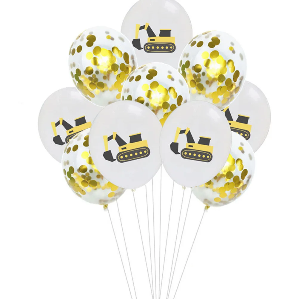 

20 pcs 12 Inch Excavator Truck Printing Balloons Set Aluminum Film Sequin Confetti Balloon Kit For Birthday Party Wedding