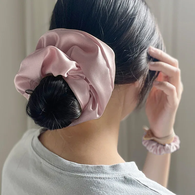 19 Momme 6A Grade Ture Silk 100% Pure Natural Mulberry Silk Scrunchies Rubber Bands Hair Ties Hair Accessories - 3pcs/lot