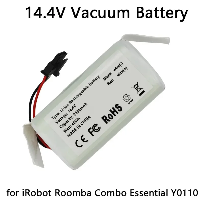 Durable 14.4V 2800mAh Robot Vacuum Battery Compatible with iRobot Roomba Combo Essential Y0110 Y011040 Y0140 Q011 Q0120