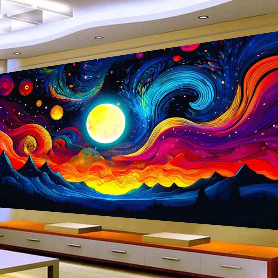 Pintura de diamante grande, cuadrado redondo, hermosas ondas, 5D, bordado  de diamantes artesanal, paisaje, puesta de sol, diamantes de imitación /  Materiales de costura, pintura y artesanía, image size:960x960