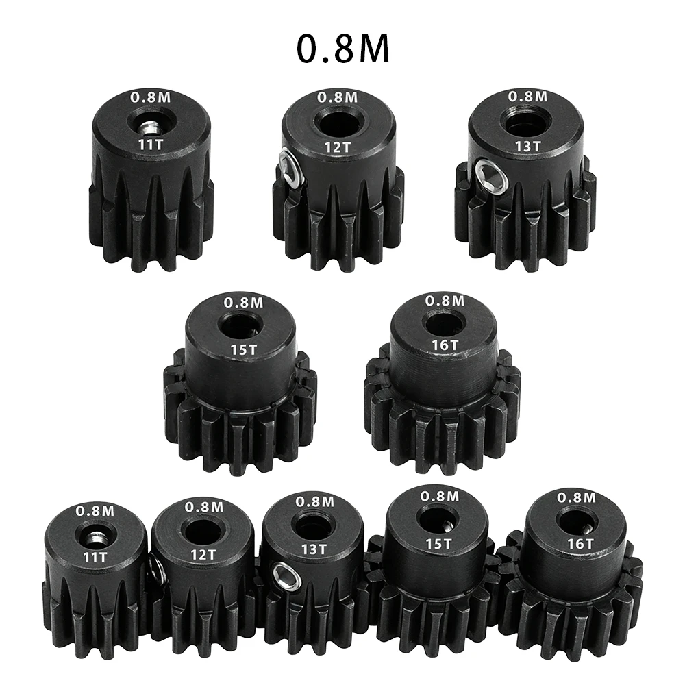 1PC 0.8M Hardened Steel Motor Pinion Gear 3.18mm Bore 11T-16T Metal Gear For 1/10 RC Crawler Model Car Motor Upgrade Parts